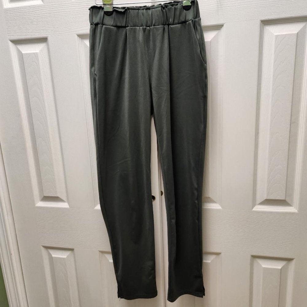 Joie Olive Green Pull-On Tapered Leg Ankle Slit Pant Size XS - w/ pocket…